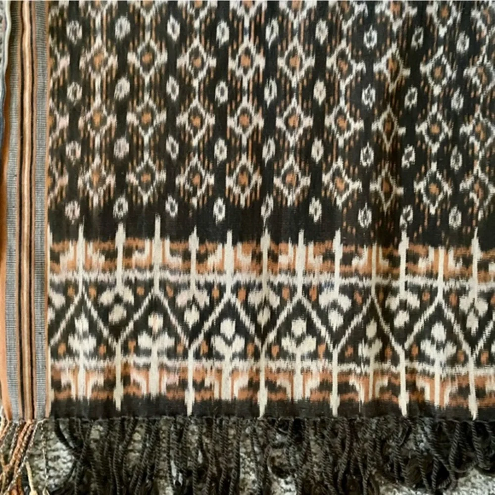 Long Ikat Scarf with Fringe - Picture 4 of 5